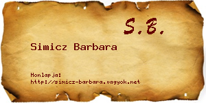 Simicz Barbara névjegykártya